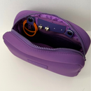 [Electric Purple] Purple travel organizer pouch from Sideline Bags featuring internal compartments.