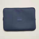 13" zippered laptop sleeve with a single compartment in navy blue from Sideline Bags.