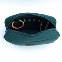 Green travel organizer pouch with internal compartments from Sideline Bags.